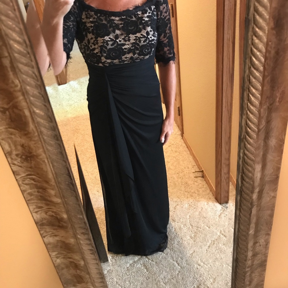 Floor length lace top dress